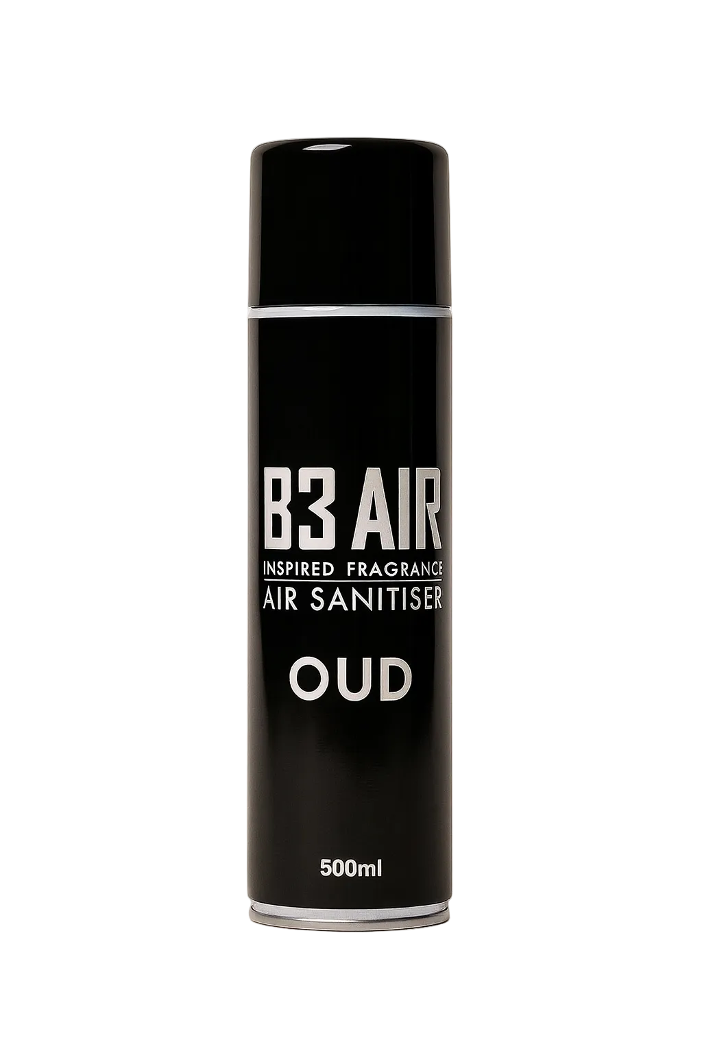 Oud car air freshener spray by B3 AIR, 500ml black can