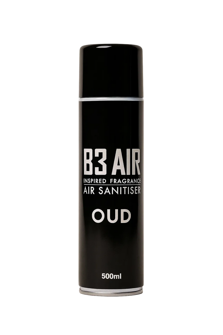 Oud car air freshener spray by B3 AIR, 500ml black can