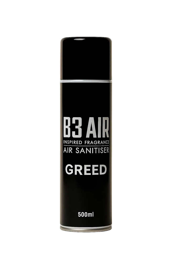 Greed car air freshener spray by B3 AIR, 500ml black can
